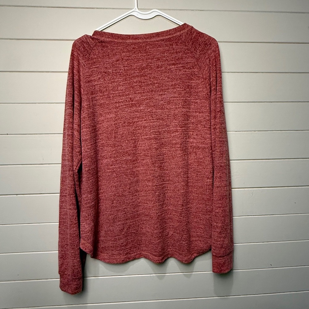 Ekouaer Womens‎ Large Red Heathered Long Sleeve Super Soft Top Loungewear NWT